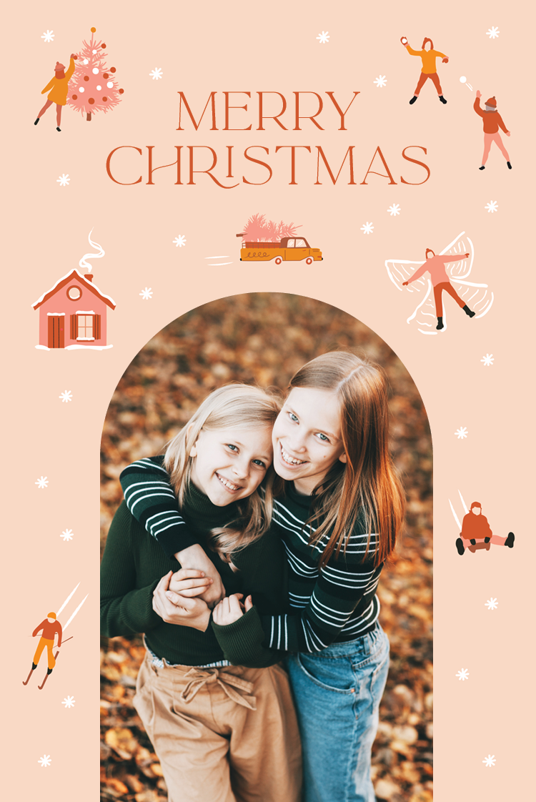 Cards — Snow angel and skis