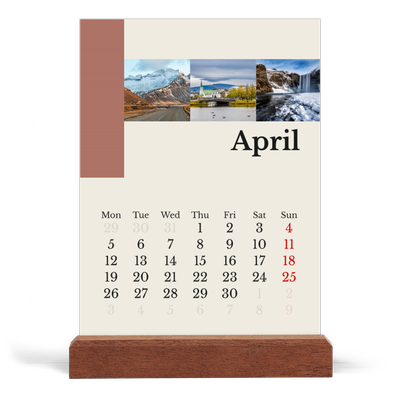 Easel Desk Calendar Portrait  — Sights of the world [April]