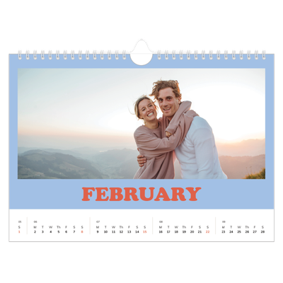 A4 Landscape Photo Calendar — Retro frames [February]
