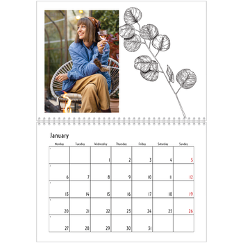 A4 Double Photo Calendar — Flower drawings