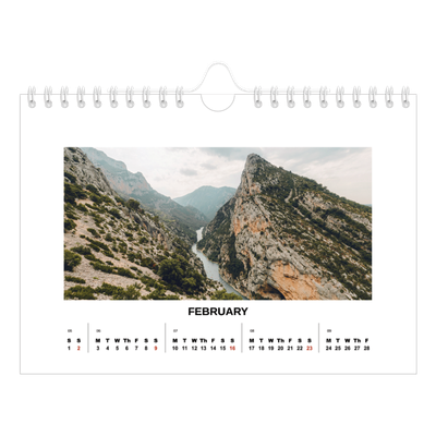 A5 Landscape Photo Calendar — Simple photo [February]