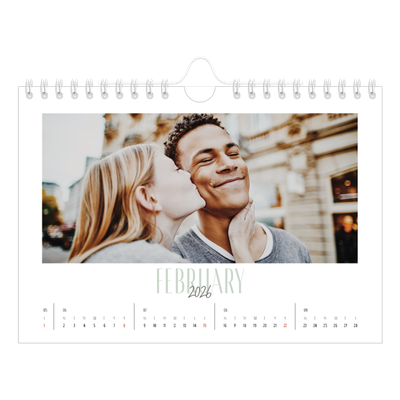 A5 Landscape Photo Calendar — Mixed typography [February]