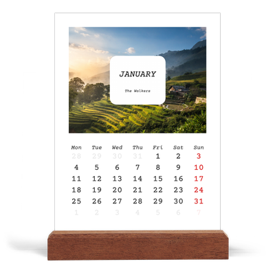 Easel Desk Calendar Portrait  — Full story [January]