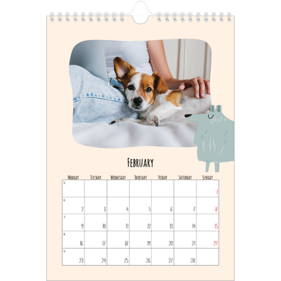 A4 Photo Calendar — Dog paws and doodles [February]