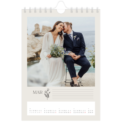 A5 Photo Calendar — Initials in bloom [March]
