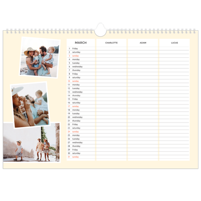 Family Planners A3 Landscape — Modern Planner - Family of 3 [March]