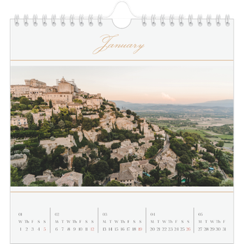 Square Photo Calendar — Gold script banner