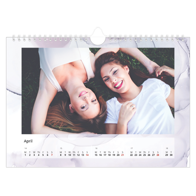 A4 Landscape Photo Calendar — Paper marbling [April]