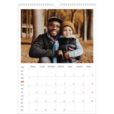 A3 photo calendars — Red highlights [April]
