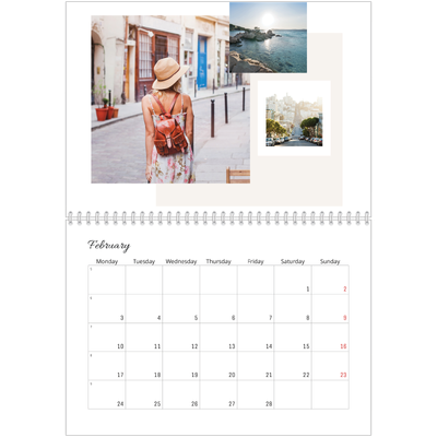 A4 Double Photo Calendar — Muted tones [February]