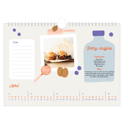 A4 Landscape Photo Calendar — Year in recipes [April]