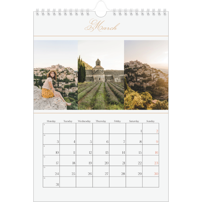 A4 Photo Calendar — Gold script banner [March]
