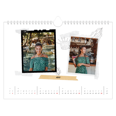 A4 Landscape Photo Calendar — Scrapbook flair [May]