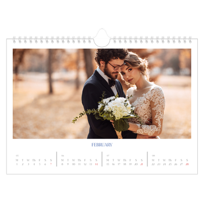 A4 Landscape Photo Calendar — Cobalt classic [February]