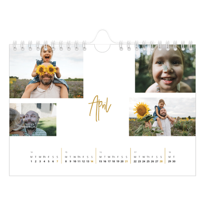 A5 Landscape Photo Calendar — Gold marker pen [April]