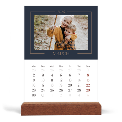 Easel Desk Calendar Portrait  — Prussian blue [March]