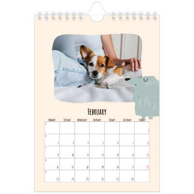 A5 Photo Calendar — Dog paws and doodles [February]