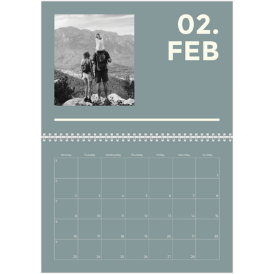 A4 Double Photo Calendar — Contemporary bold [February]