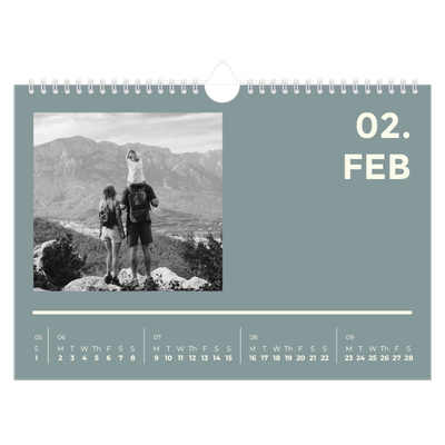 A4 Landscape Photo Calendar — Contemporary bold [February]