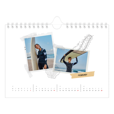A5 Landscape Photo Calendar — Scrapbook flair [February]