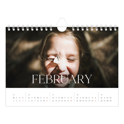 A5 Landscape Photo Calendar — Twelve big months [February]