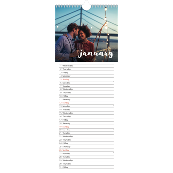 Slim Calendar (15 x 40cm) — Simple script