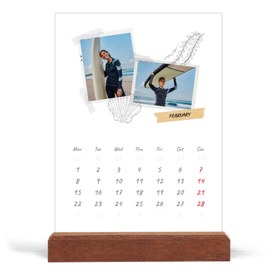 Easel Desk Calendar Portrait  — Scrapbook flair [February]