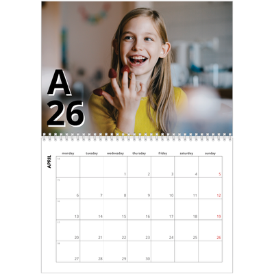 A4 Double Photo Calendar — Letter style [April]