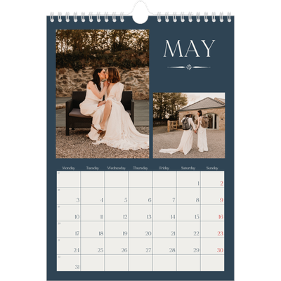 A4 Photo Calendar — Slate and serifs [May]
