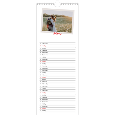 Slim Calendar  — Signed in crimson [May]