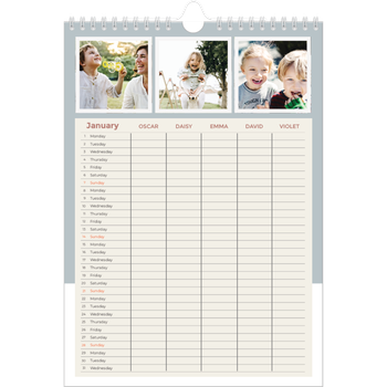 A4 Photo Calendar — Earthy frames Planner - Family of 5
