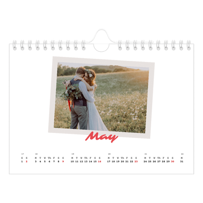 A5 Landscape Photo Calendar — Signed in crimson [May]