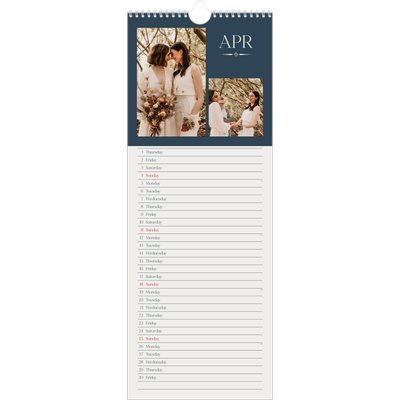 Slim Calendar  — Slate and serifs [April]