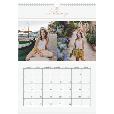A3 photo calendars — Gold script banner [February]