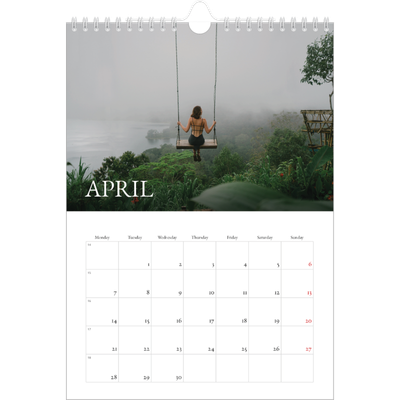 A4 Photo Calendar — Simple serif [April]