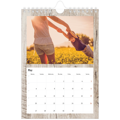 A5 Photo Calendar — Wood [May]