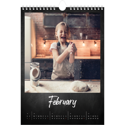 A4 Photo Calendar — Chalkboard style [February]
