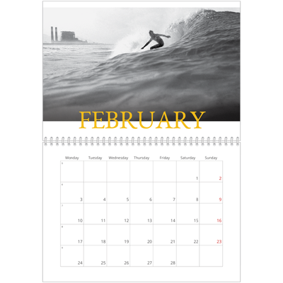 A4 Double Photo Calendar — Heritage style [February]