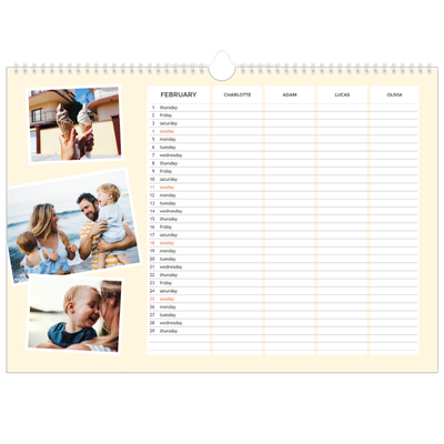 Family Planners A3 Landscape — Modern Planner - Family of 4 [February]