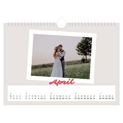 A4 Landscape Photo Calendar — Signed in crimson [April]
