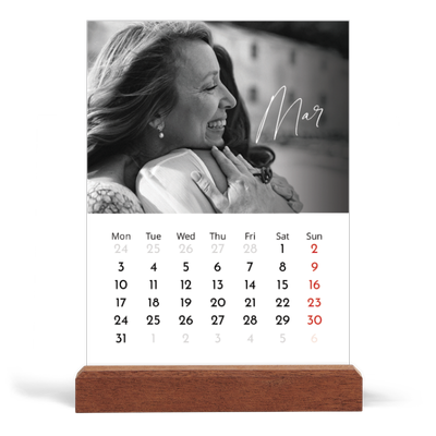 Easel Desk Calendar Portrait  — Elegant script [March]