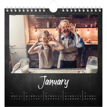 Square Photo Calendar — Chalkboard style