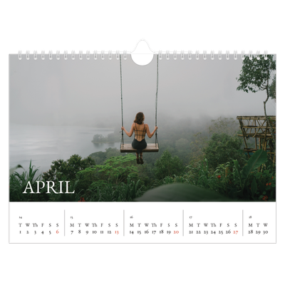 A4 Landscape Photo Calendar — Simple serif [April]