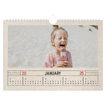 A4 Landscape Photo Calendar — Craft stamp effect