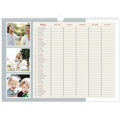 Family Planners A3 Landscape — Earthy frames Planner - Family of 5 [cover]