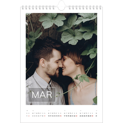 A4 Photo Calendar — Date box overlay [March]