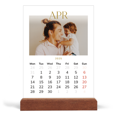 Easel Desk Calendar Portrait  — Big gold text [April]