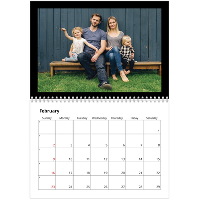 A4 Double Photo Calendar — Black margin [February]