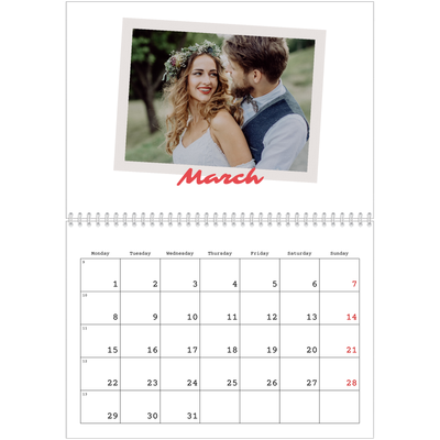 A4 Double Photo Calendar — Signed in crimson [March]