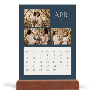 Easel Desk Calendar Portrait  — Slate and serifs [April]